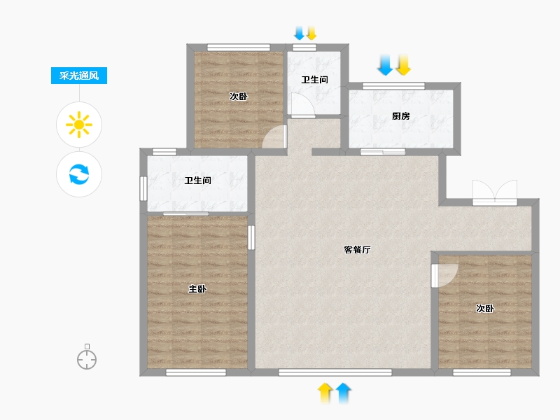 辽宁省-沈阳市-融创昆仑江山府-108.00-户型库-采光通风