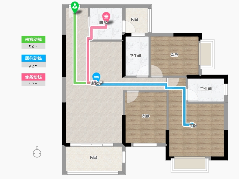 广东省-广州市-敏捷绿湖首府-90.46-户型库-动静线