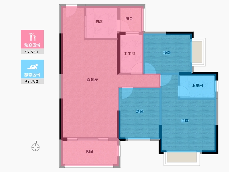 广东省-广州市-敏捷绿湖首府-90.46-户型库-动静分区