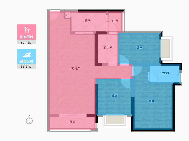 广东省-珠海市-世荣尚观花园-76.99-户型库-动静分区