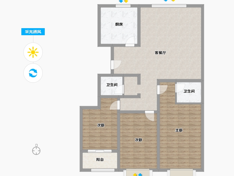 山东省-聊城市-滨湖新城-118.00-户型库-采光通风