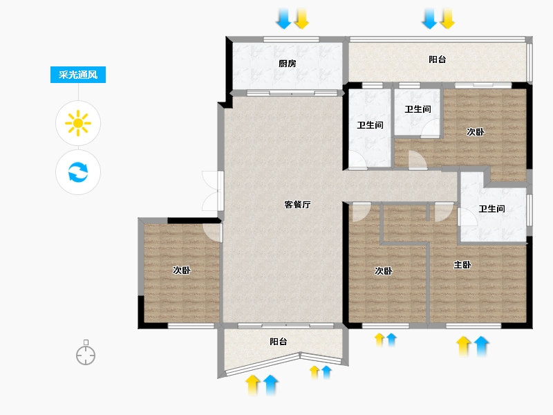 湖南省-长沙市-珠江颐德公馆-162.27-户型库-采光通风