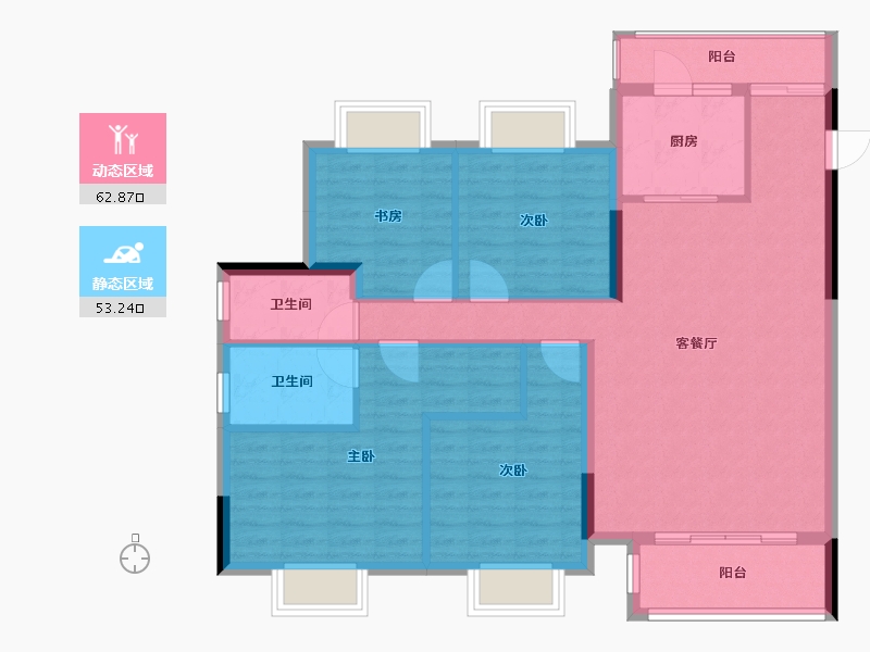 贵州省-黔南布依族苗族自治州-贵州当代MOMA未来城-105.00-户型库-动静分区