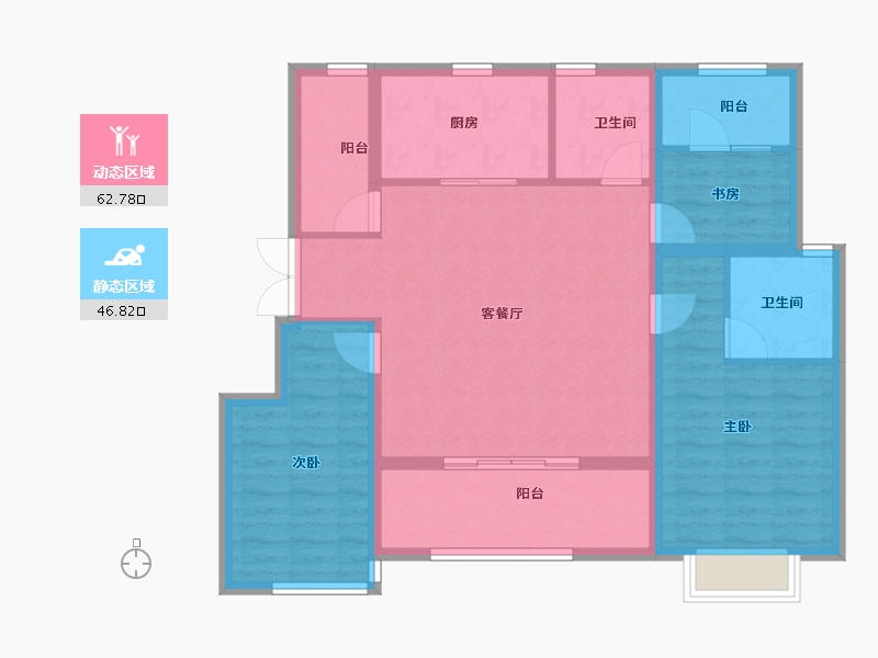 辽宁省-沈阳市-旭辉·首府铂辰时代-98.40-户型库-动静分区