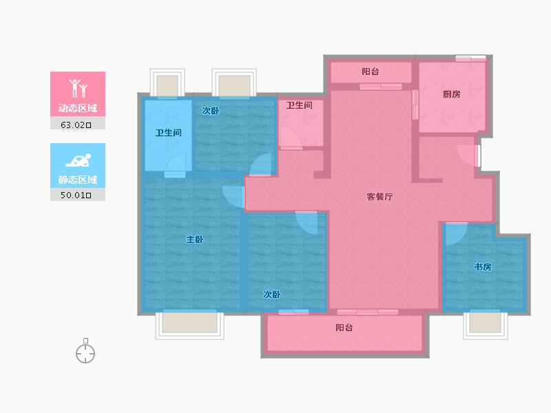 湖北省-武汉市-德信阳光城江宸-101.22-户型库-动静分区