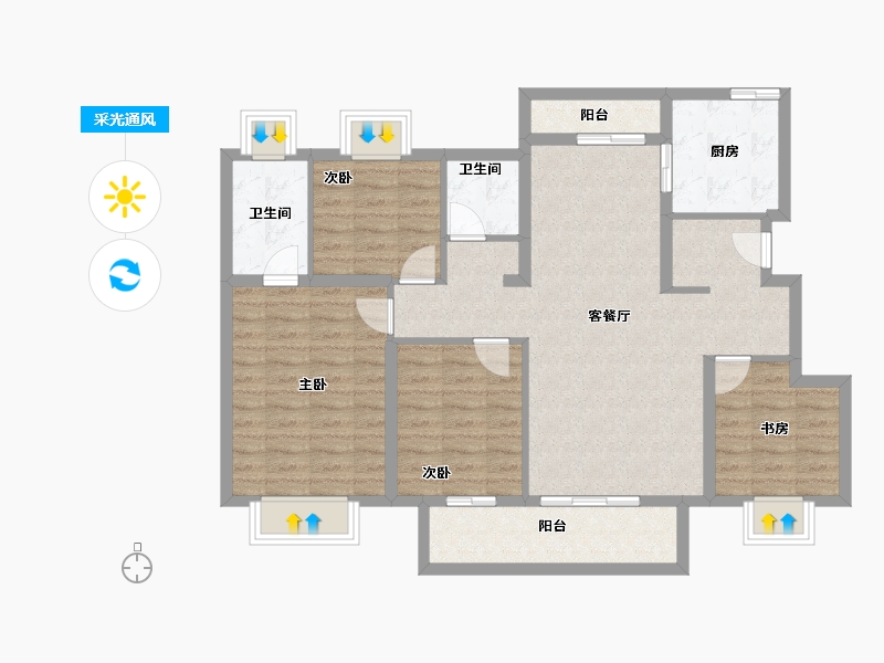 湖北省-武汉市-德信阳光城江宸-101.22-户型库-采光通风