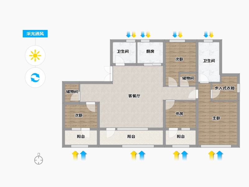 辽宁省-沈阳市-融创昆仑江山府-128.01-户型库-采光通风