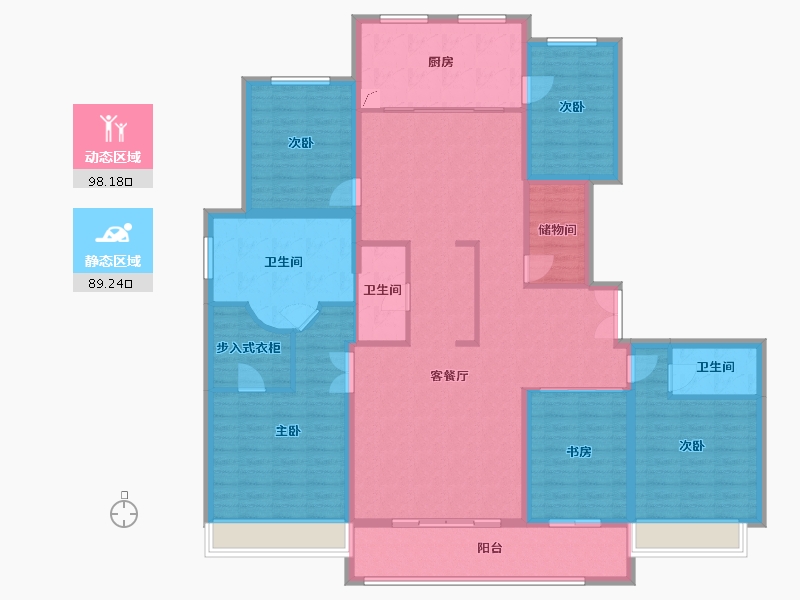 甘肃省-兰州市-鸿森银滩广场-170.00-户型库-动静分区