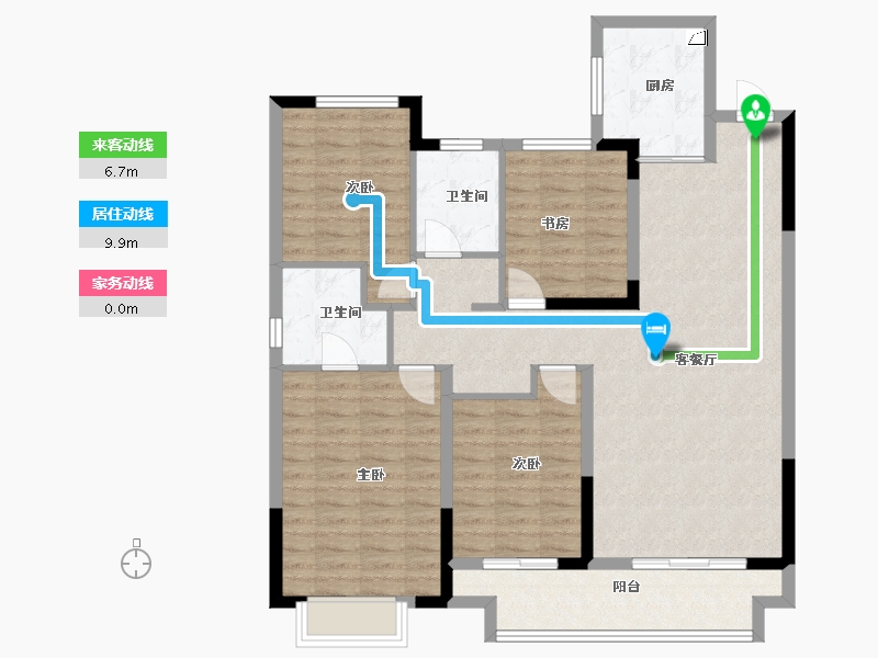 浙江省-宁波市-红星江月府-111.32-户型库-动静线