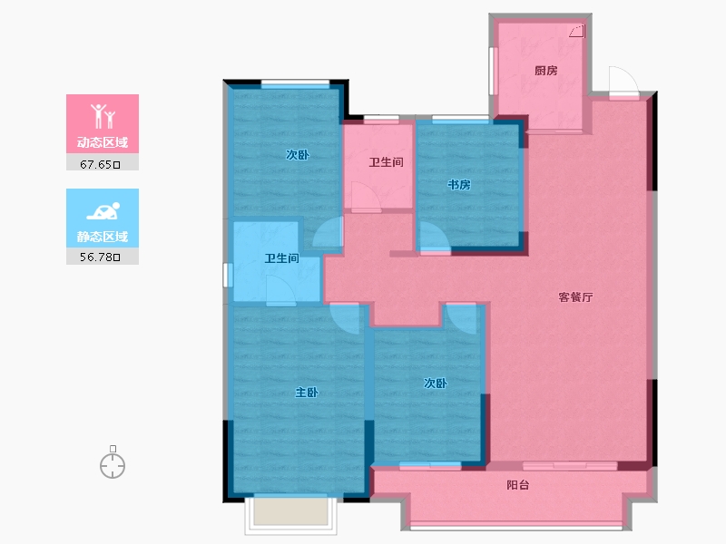 浙江省-宁波市-红星江月府-111.32-户型库-动静分区