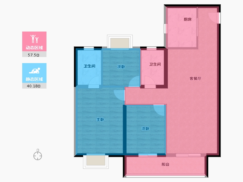 湖北省-武汉市-德信阳光城江宸-88.06-户型库-动静分区