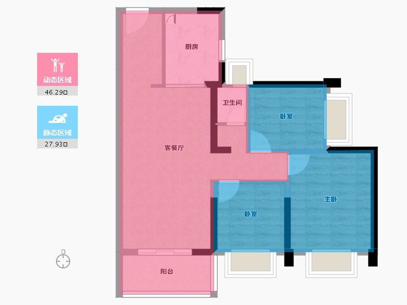 广东省-珠海市-五洲东方墅-65.82-户型库-动静分区