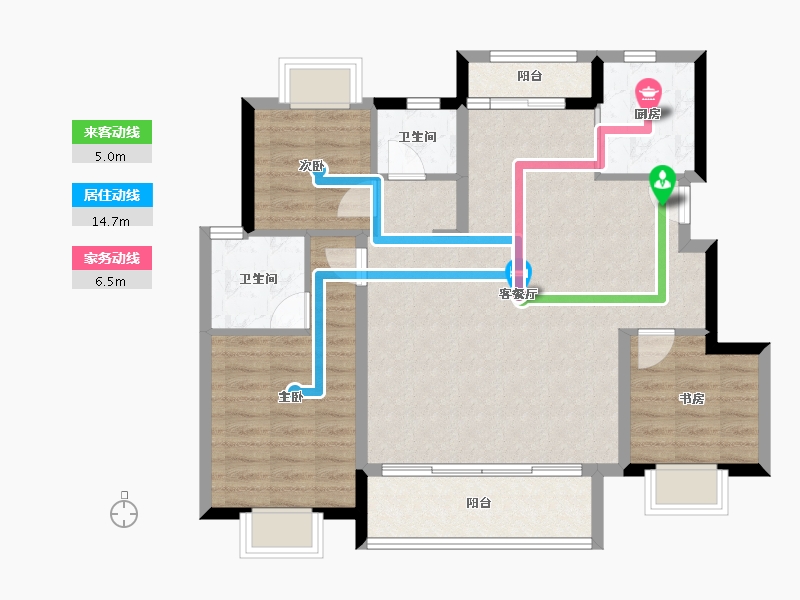 湖北省-武汉市-德信阳光城江宸-90.15-户型库-动静线