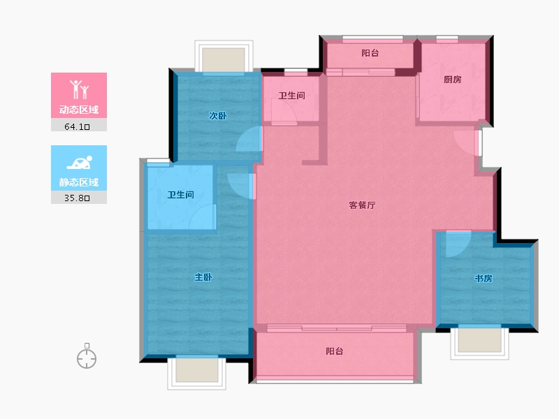 湖北省-武汉市-德信阳光城江宸-90.15-户型库-动静分区