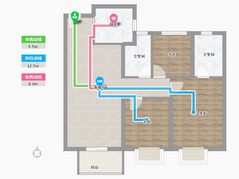 湖北省-武汉市-德信阳光城江宸-76.67-户型库-动静线