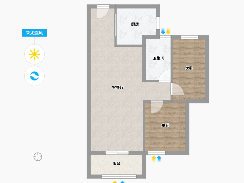 湖北省-武汉市-招商·武汉城建未来中心-60.99-户型库-采光通风