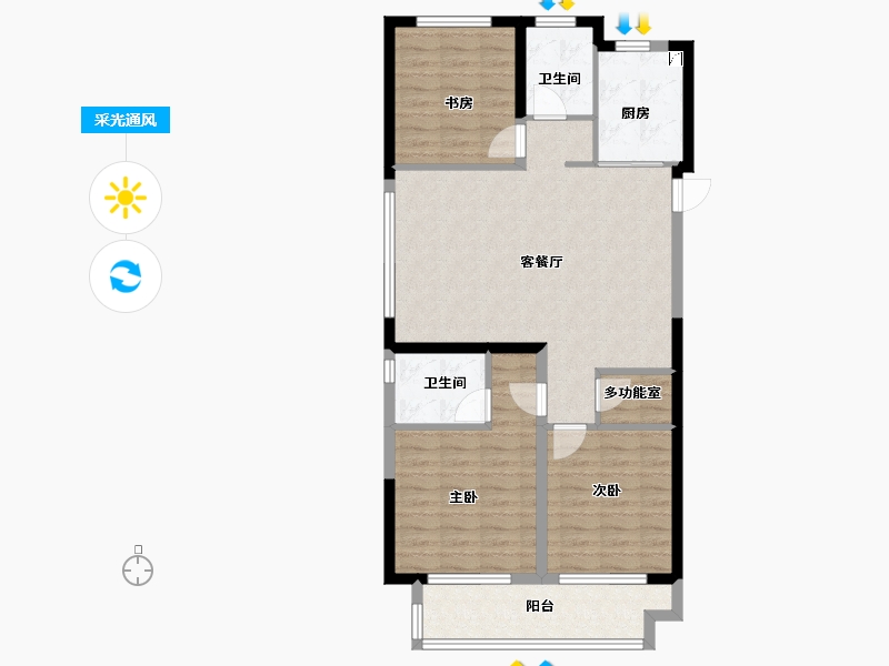 浙江省-宁波市-红星江月府-89.42-户型库-采光通风