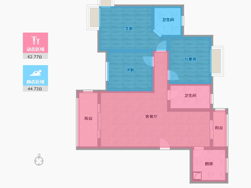 山东省-淄博市-鑫盛·城市风景-106.00-户型库-动静分区