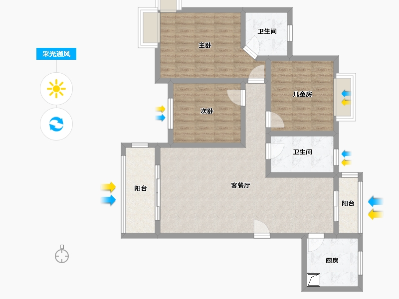 山东省-淄博市-鑫盛·城市风景-106.00-户型库-采光通风