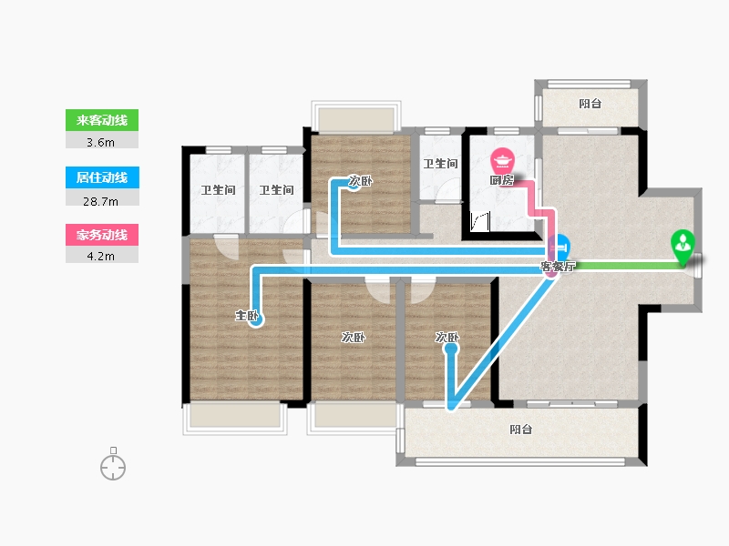 湖南省-长沙市-金色溪泉湾-130.71-户型库-动静线