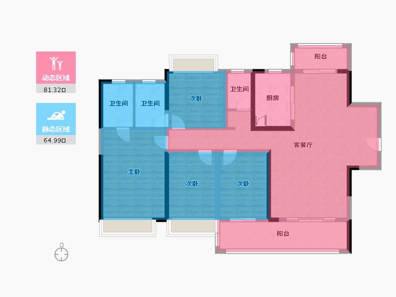 湖南省-长沙市-金色溪泉湾-130.71-户型库-动静分区