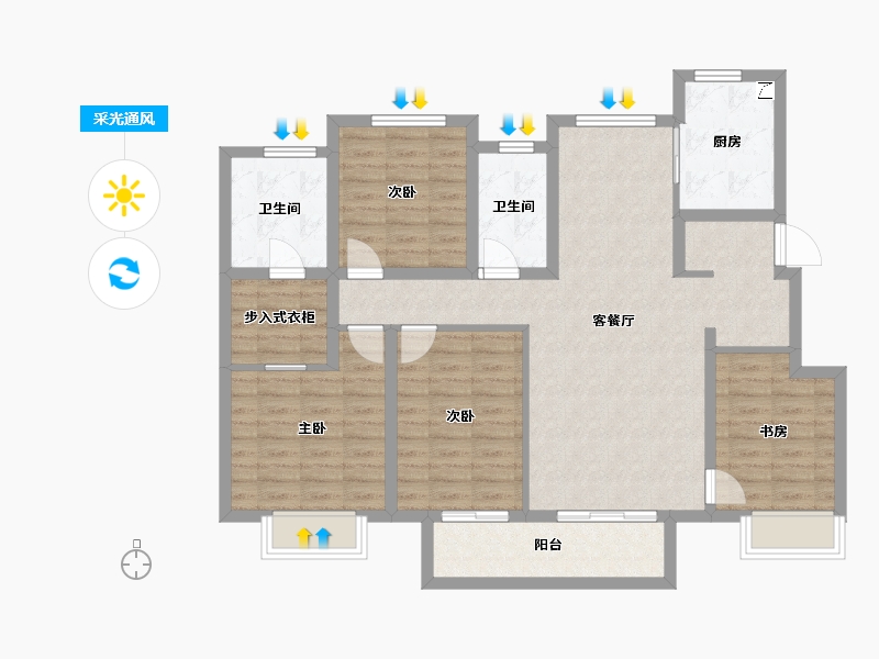 浙江省-湖州市-海伦堡海伦湾-107.66-户型库-采光通风