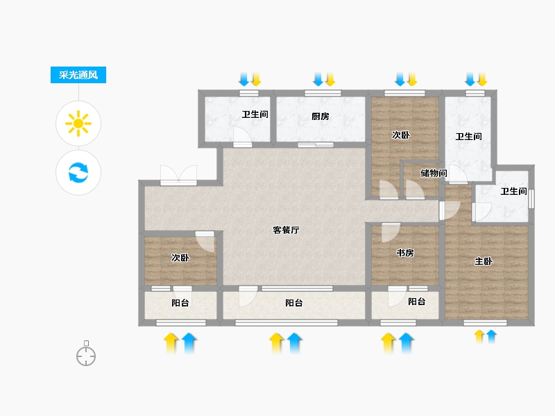 辽宁省-沈阳市-融创昆仑江山府-128.00-户型库-采光通风