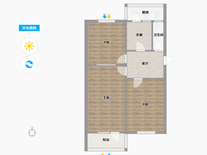 河北省-石家庄市-尖岭小区-73.00-户型库-采光通风