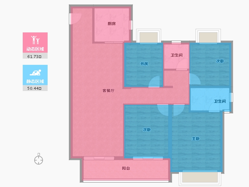 湖北省-武汉市-德信阳光城江宸-101.56-户型库-动静分区