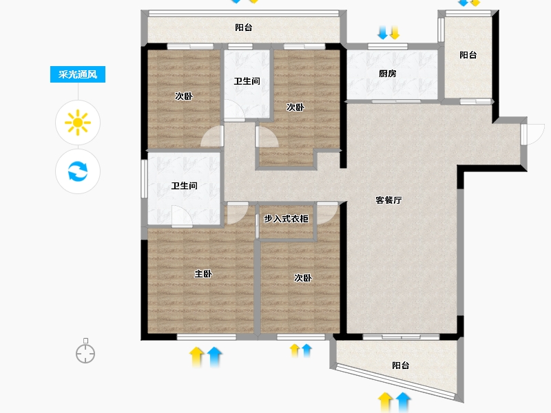 湖南省-长沙市-珠江颐德公馆-139.77-户型库-采光通风