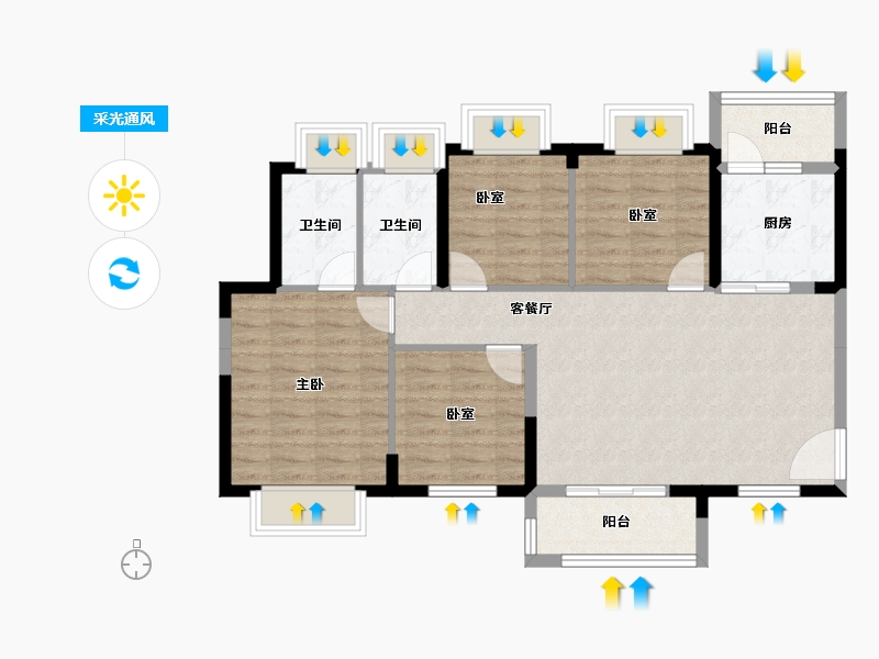 湖南省-长沙市-振业城-91.86-户型库-采光通风