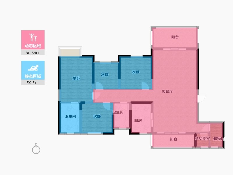 湖南省-长沙市-长房云时代-117.00-户型库-动静分区