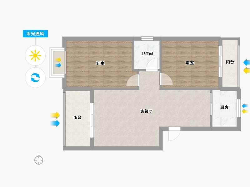 湖北省-武汉市-前川欣城-68.84-户型库-采光通风