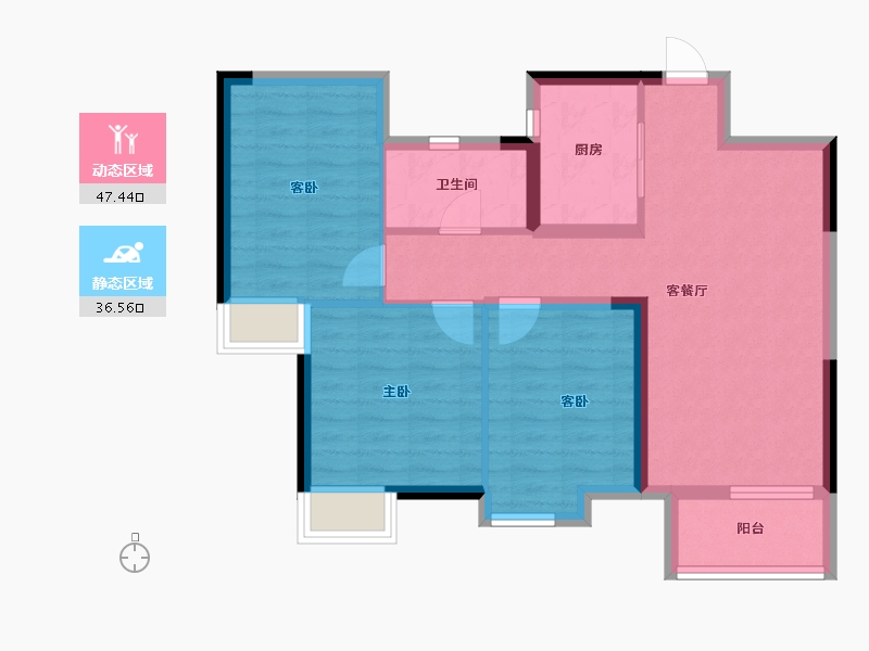 湖北省-武汉市-前川欣城-74.67-户型库-动静分区