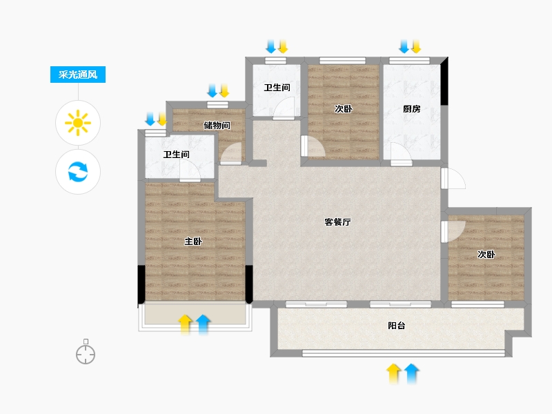 江苏省-镇江市-路劲·港欣城-101.60-户型库-采光通风