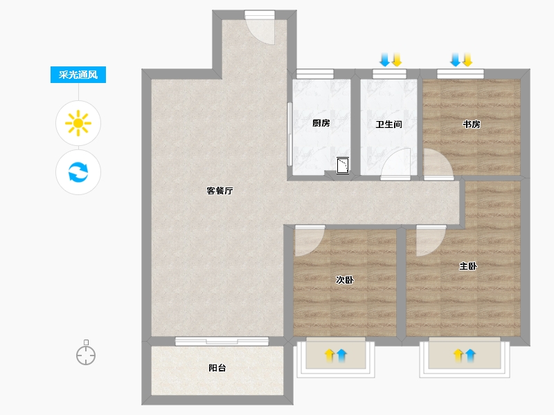 江西省-南昌市-赣电贵府-71.20-户型库-采光通风