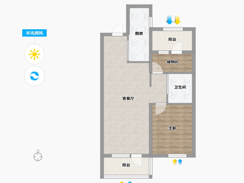 辽宁省-沈阳市-华润置地御华府-63.47-户型库-采光通风