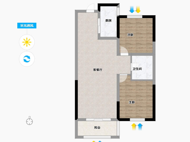 辽宁省-沈阳市-华润置地静安府-70.40-户型库-采光通风