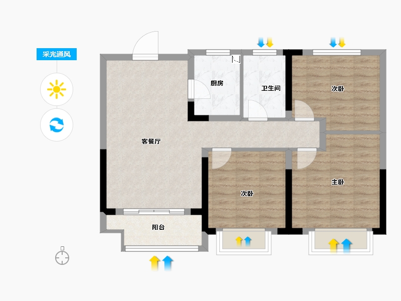 浙江省-湖州市-海伦堡星悦-76.00-户型库-采光通风