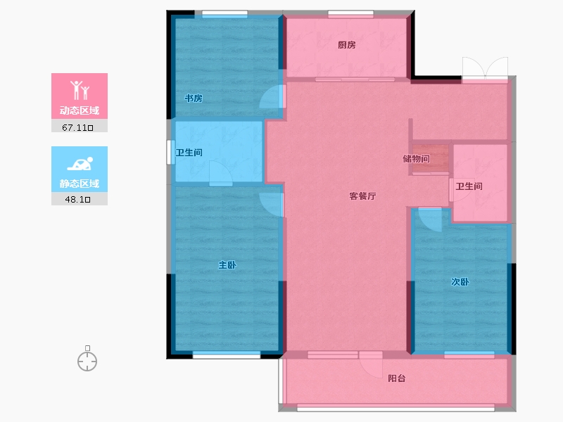 辽宁省-沈阳市-华润置地静安府-104.00-户型库-动静分区