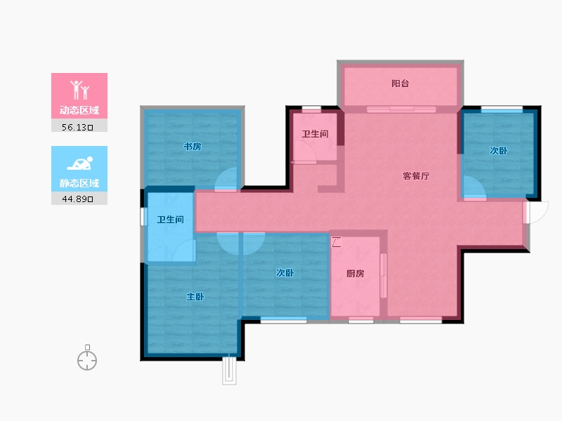 广西壮族自治区-南宁市-龙湖春江天越-89.55-户型库-动静分区