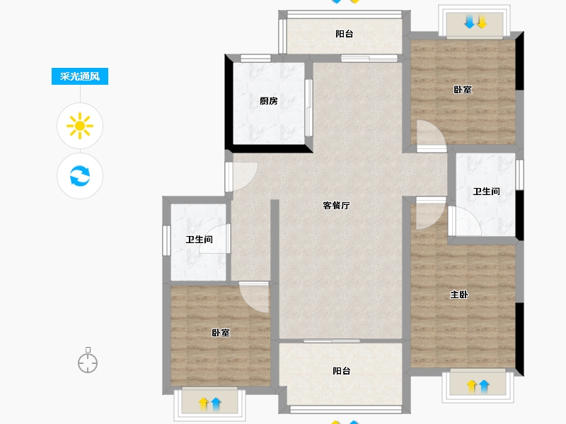 上海-上海市-新虹桥首府-100.81-户型库-采光通风