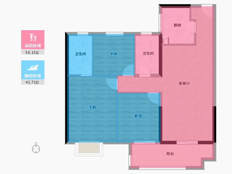 湖南省-长沙市-美的国宾府-88.00-户型库-动静分区