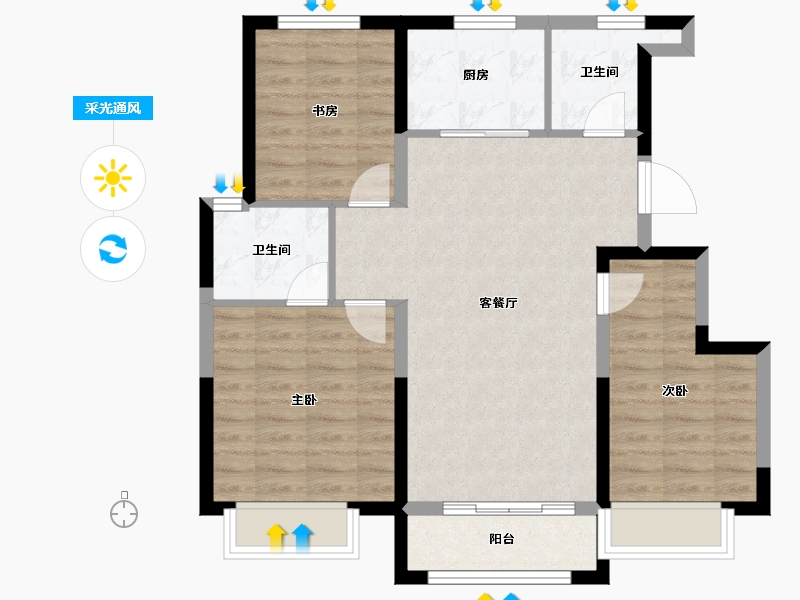 天津-天津市-天津新鸥鹏教育城-80.02-户型库-采光通风