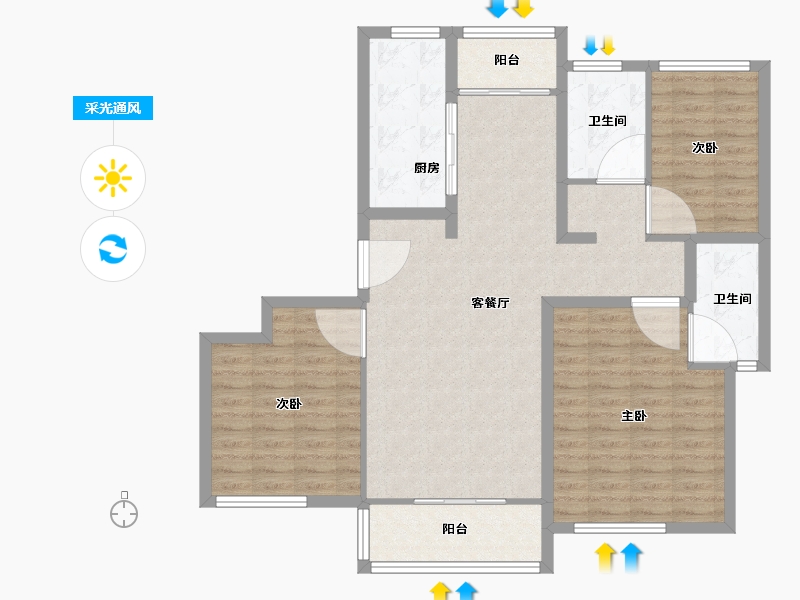 上海-上海市-新城尚品-104.00-户型库-采光通风