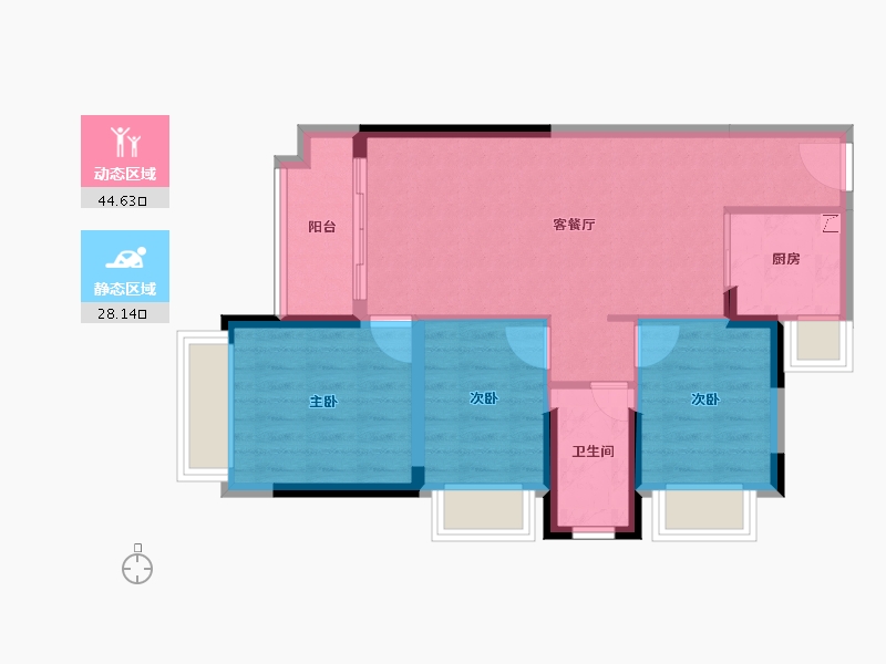 广东省-珠海市-五洲东方墅-64.87-户型库-动静分区