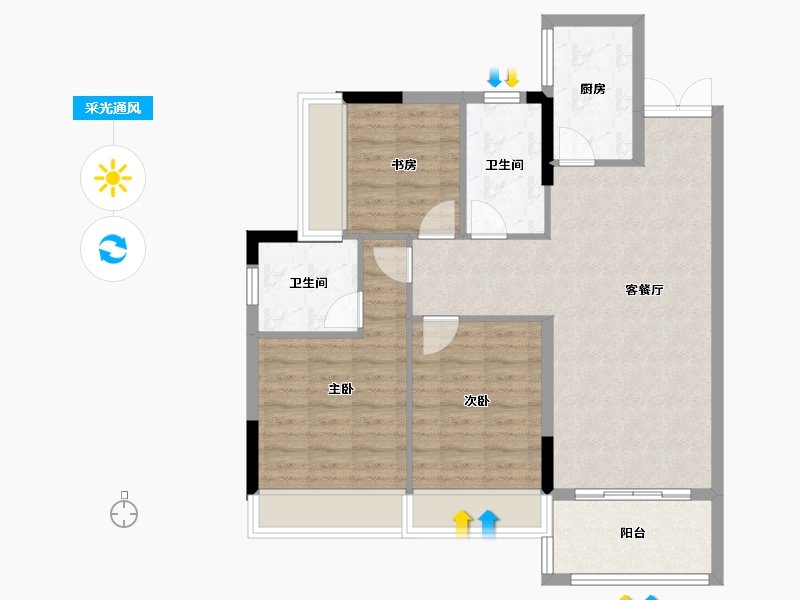 贵州省-贵阳市-景阳新天地-90.00-户型库-采光通风