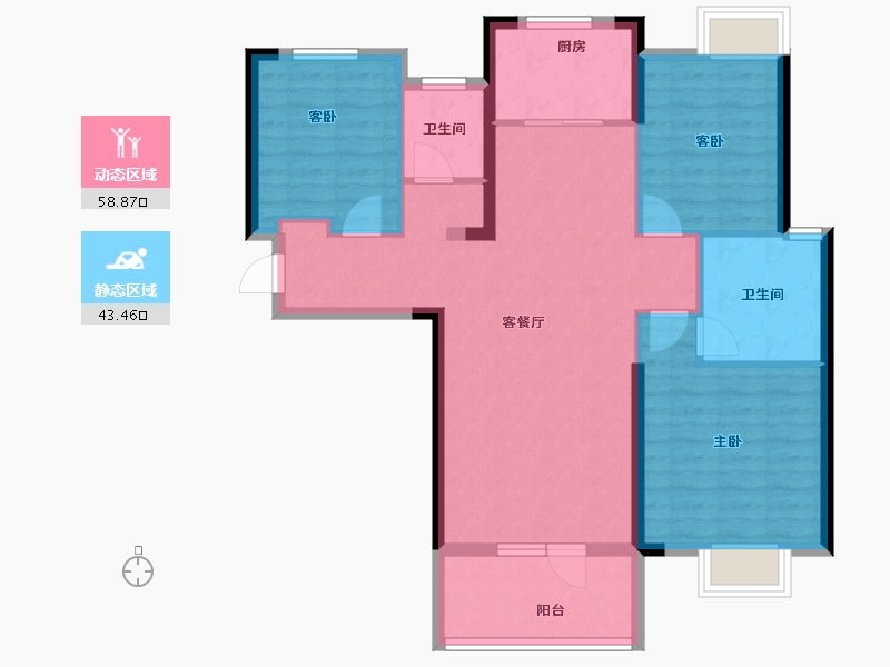 湖北省-武汉市-前川欣城-91.86-户型库-动静分区