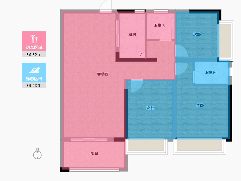 湖南省-长沙市-园康云顶苑-85.68-户型库-动静分区