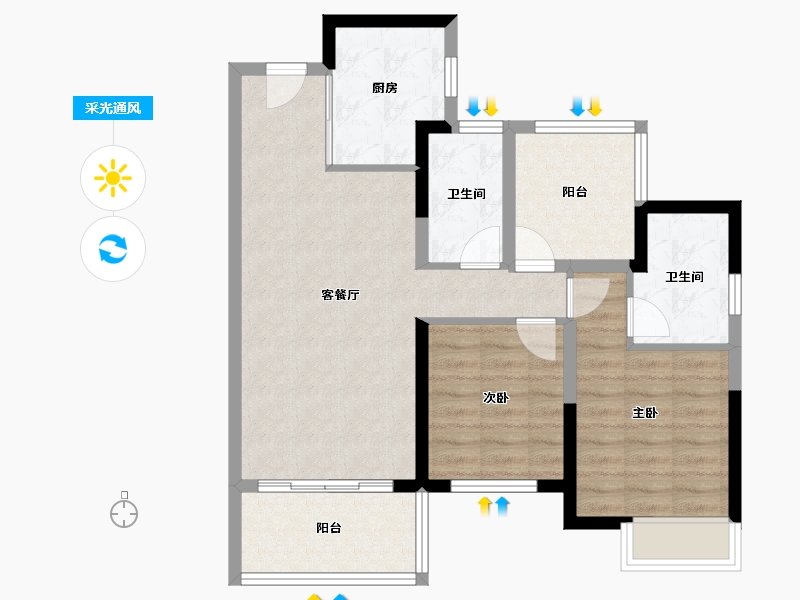 广东省-佛山市-华润置地悦里-75.47-户型库-采光通风